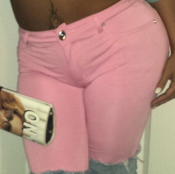 Light Pink Barbiecore Capri Jeggings - Picture 1 of 13